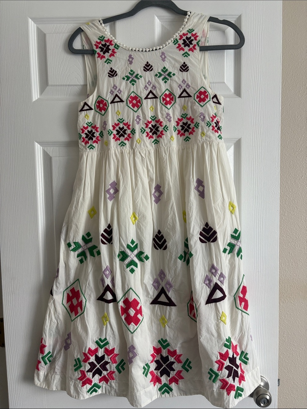 Anthropologie White Embroidered Sleeveless Dress - Multicolor